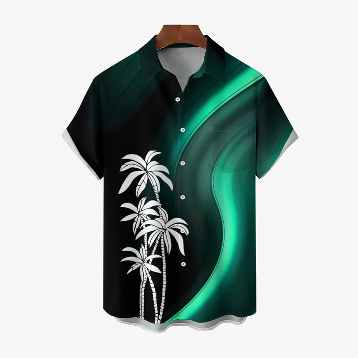 Men's Casual Coconut Tree Geometric Print Shirt 2406000076