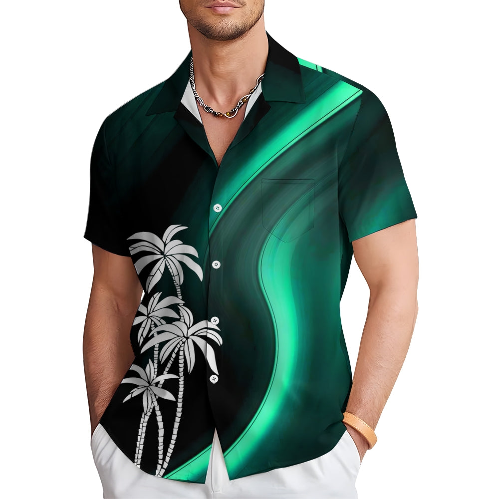 Men's Casual Coconut Tree Geometric Print Shirt 2406000076