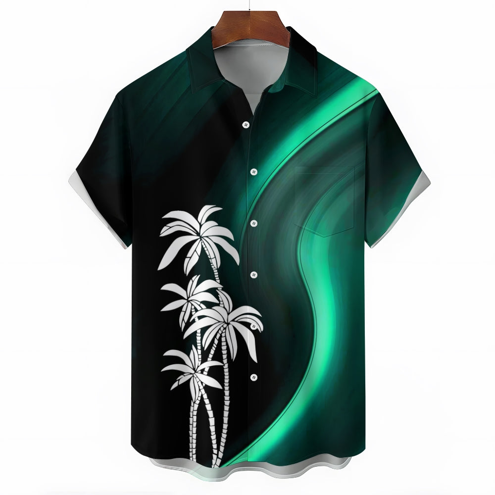 Men's Casual Coconut Tree Geometric Print Shirt 2406000076