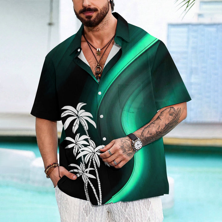 Men's Casual Coconut Tree Geometric Print Shirt 2406000076