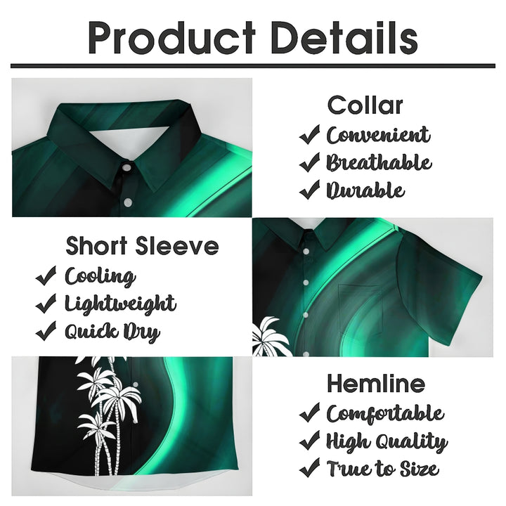Men's Casual Coconut Tree Geometric Print Shirt 2406000076