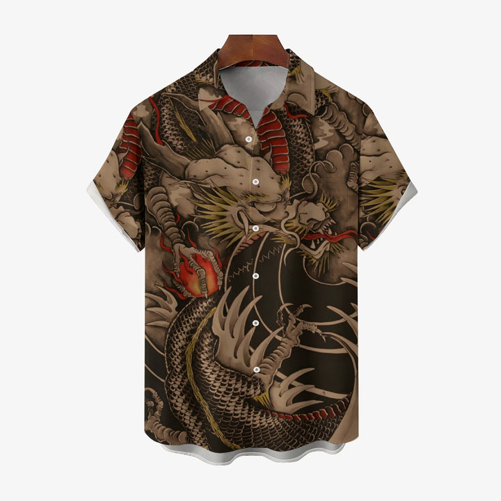 Men's Dragon Casual Short Sleeve Shirt 2401000064