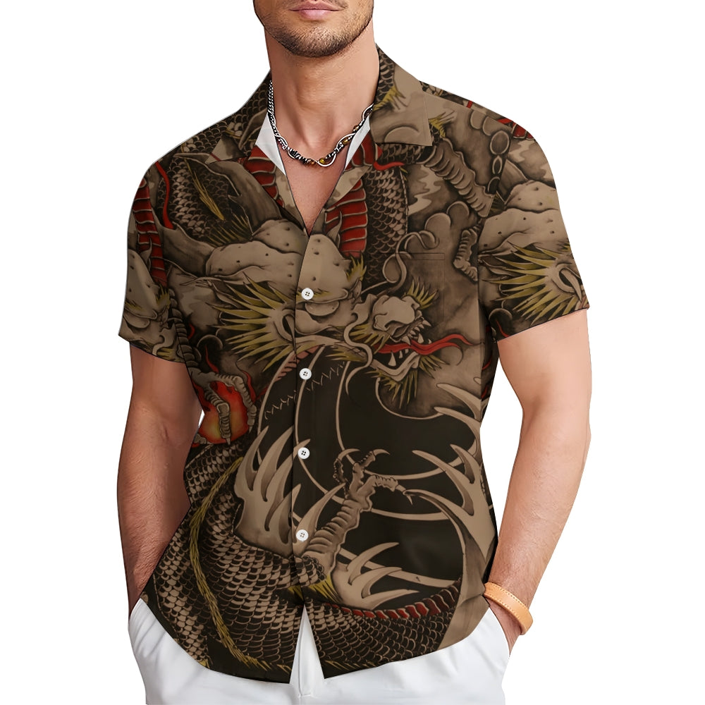 Men's Dragon Casual Short Sleeve Shirt 2401000064