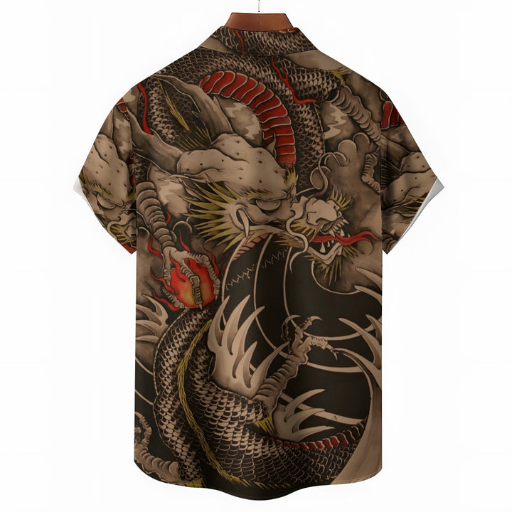 Men's Dragon Casual Short Sleeve Shirt 2401000064