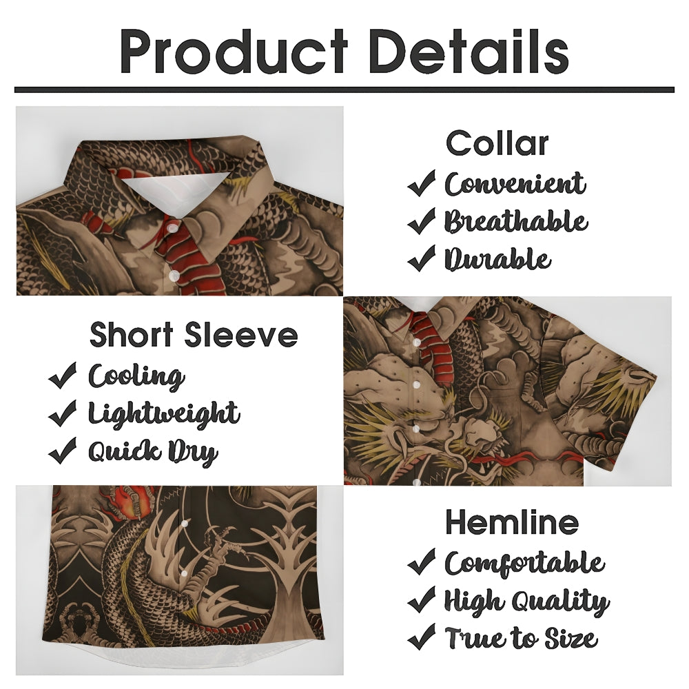 Men's Dragon Casual Short Sleeve Shirt 2401000064