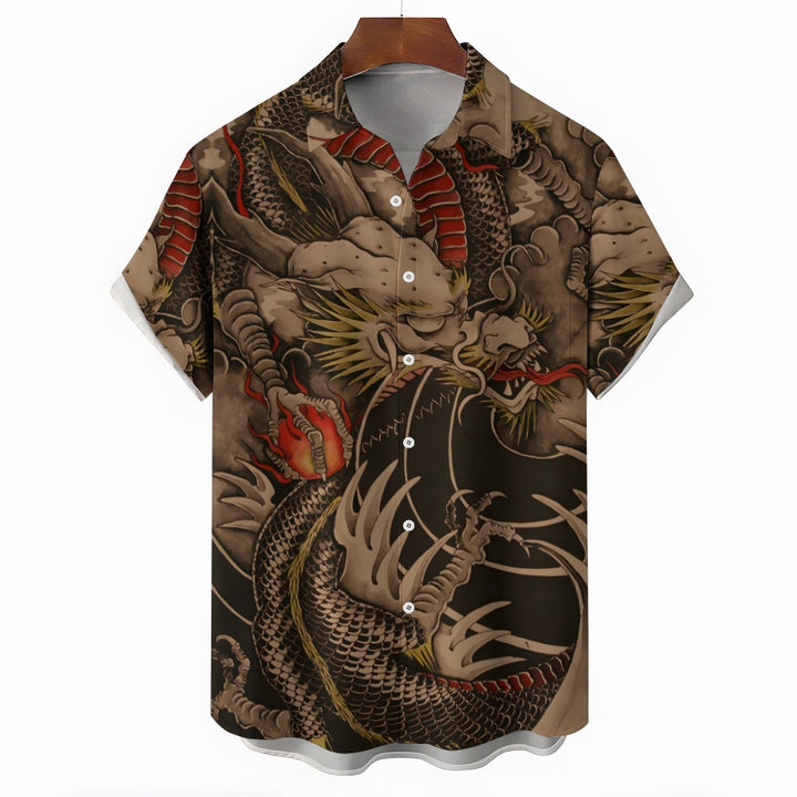 Men's Dragon Casual Short Sleeve Shirt 2401000064