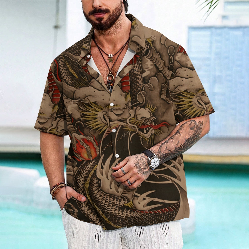 Men's Dragon Casual Short Sleeve Shirt 2401000064