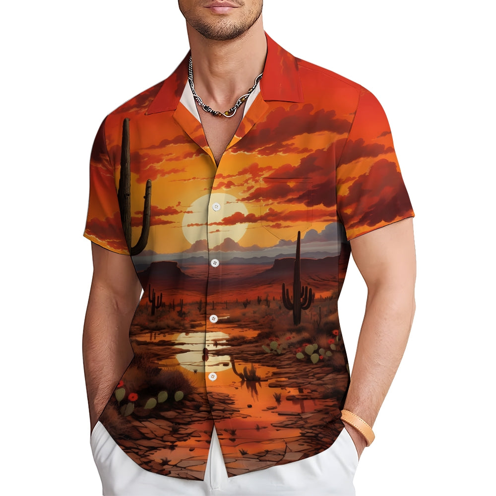 Men's Gobi Desert Cactus Landscape Casual Short Sleeve Shirt 2401000399