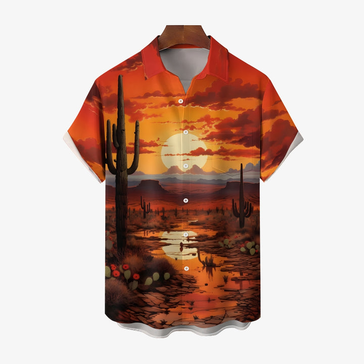 Men's Gobi Desert Cactus Landscape Casual Short Sleeve Shirt 2401000399
