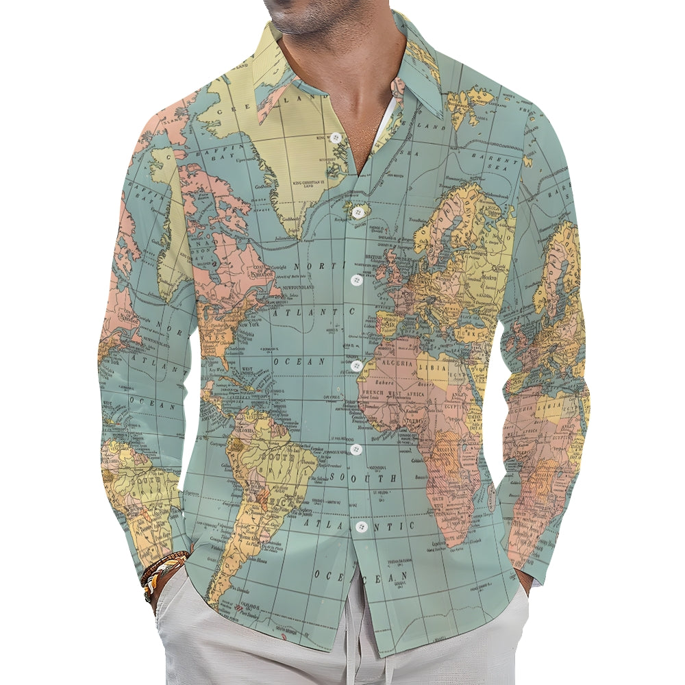 Men's Casual Printed Long Sleeve Shirt 2309000892