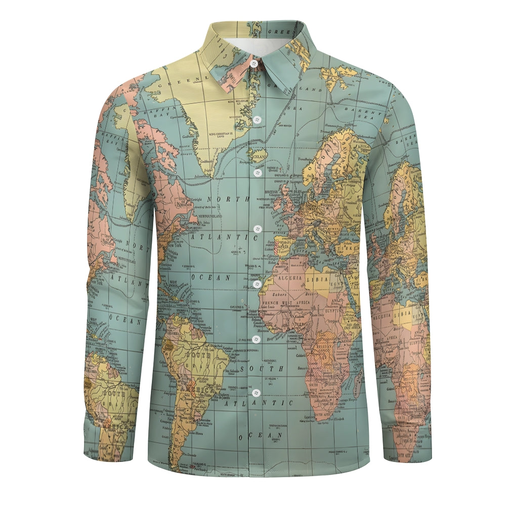 Men's Casual Printed Long Sleeve Shirt 2309000892