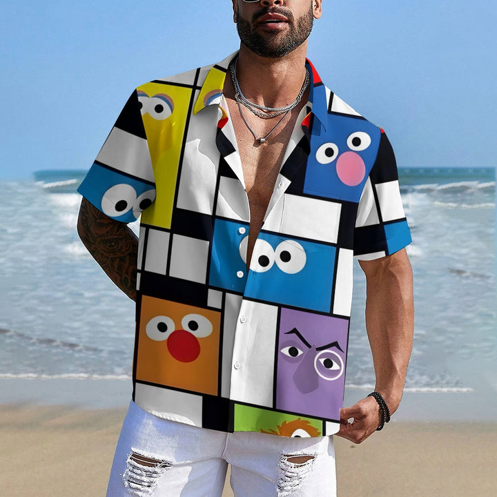 Men's Cartoon Character Art Print Casual Fashion Short Sleeve Shirt 2307101487