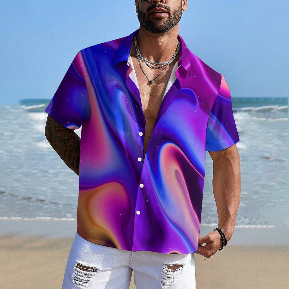 Men's Fluid Art Casual Short Sleeve Shirt 2312000488