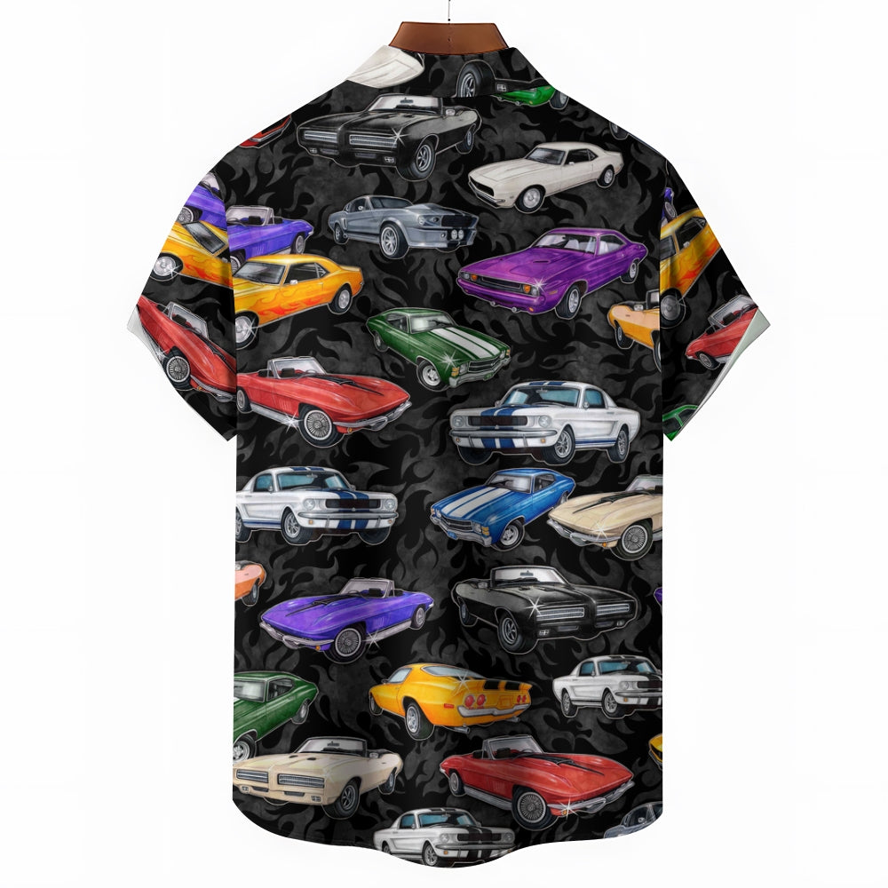 Men's Car Comics Casual Print Short Sleeve Shirt 2406000413