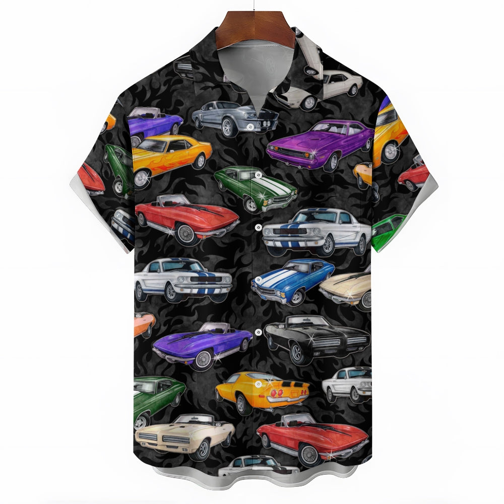 Men's Car Comics Casual Print Short Sleeve Shirt 2406000413