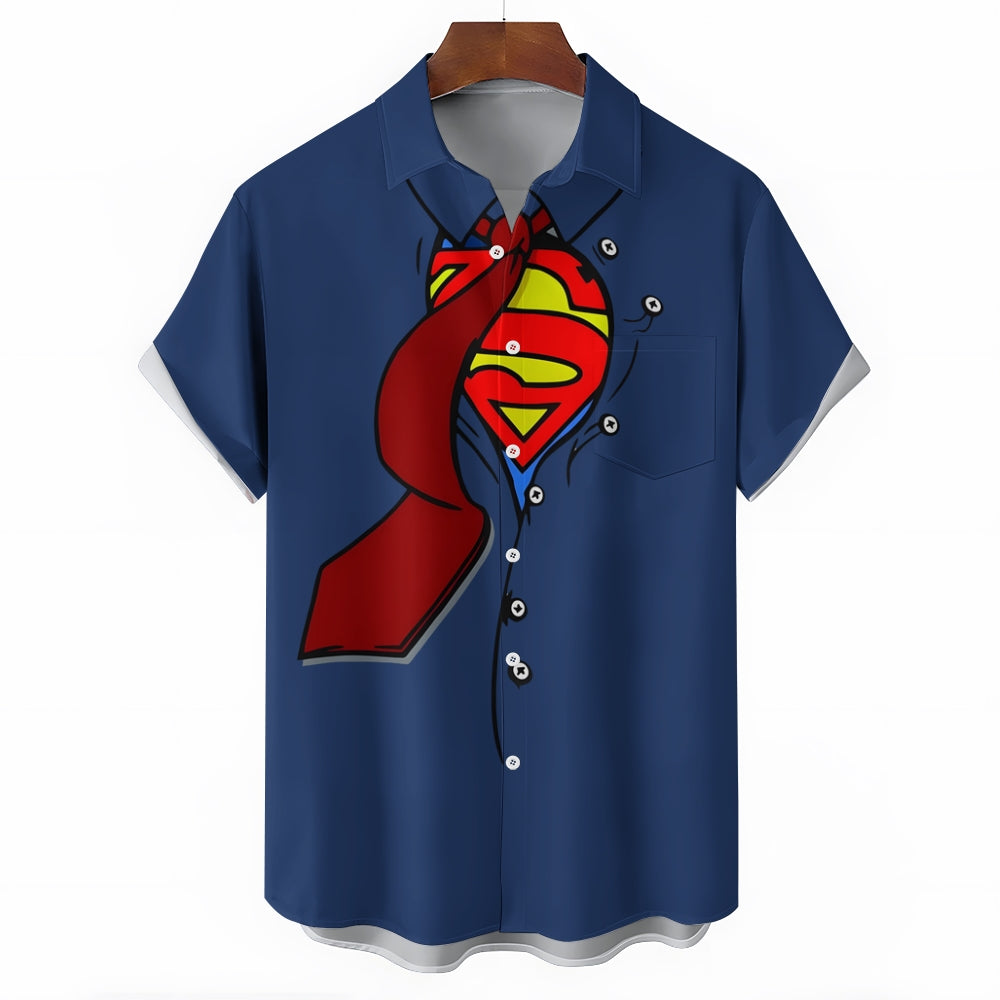 Superpower Men's Cartoon Print Casual Short Sleeve Shirt 2406000554