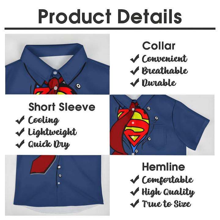Superpower Men's Cartoon Print Casual Short Sleeve Shirt 2406000554