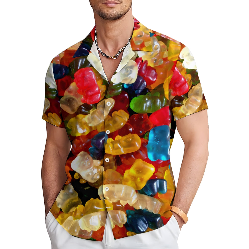 Men's Gummy Bear Casual Fashion Short Sleeve Shirt 2307101282