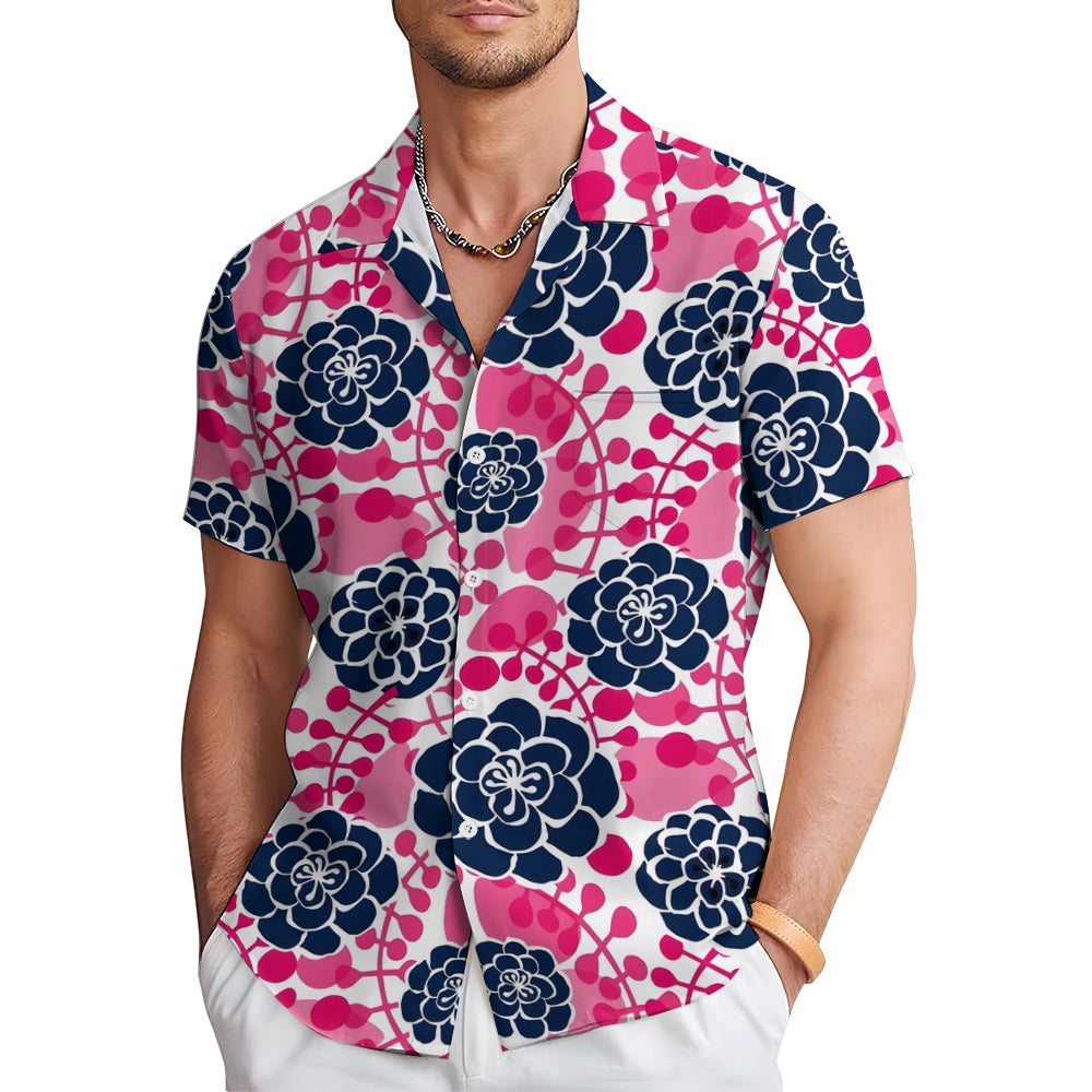 Flowers Print Men's Casual Short Sleeve Shirt 2402000346