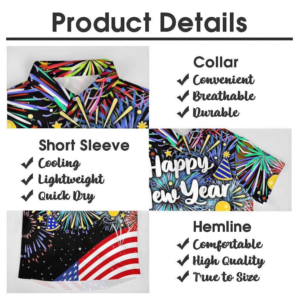 Men's Happy New Year Casual Short Sleeve Shirt 2311000650