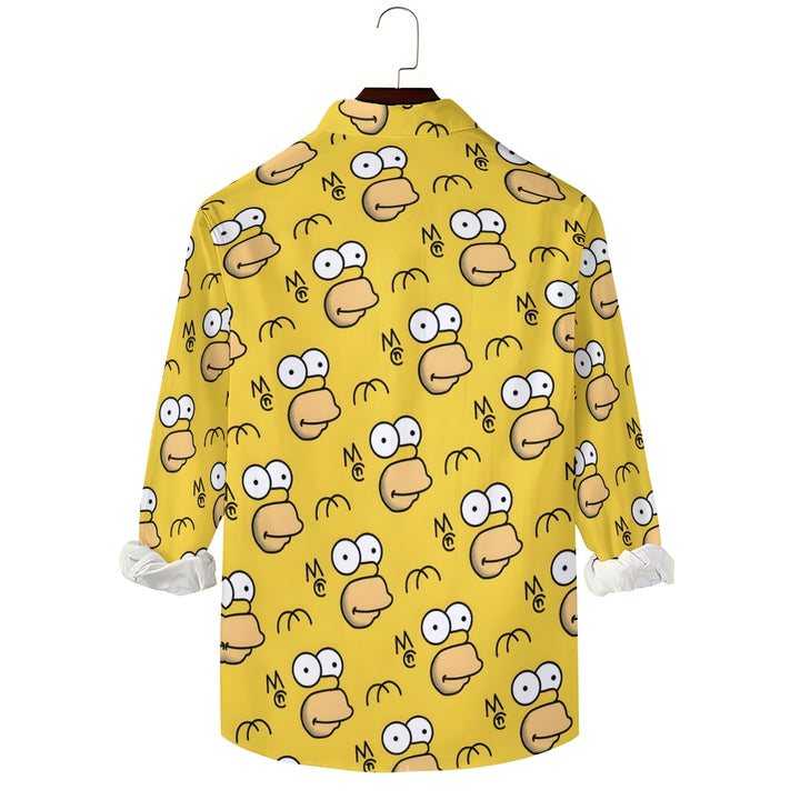 Men's Casual Cartoon Printed Long Sleeve Shirt 2402000220