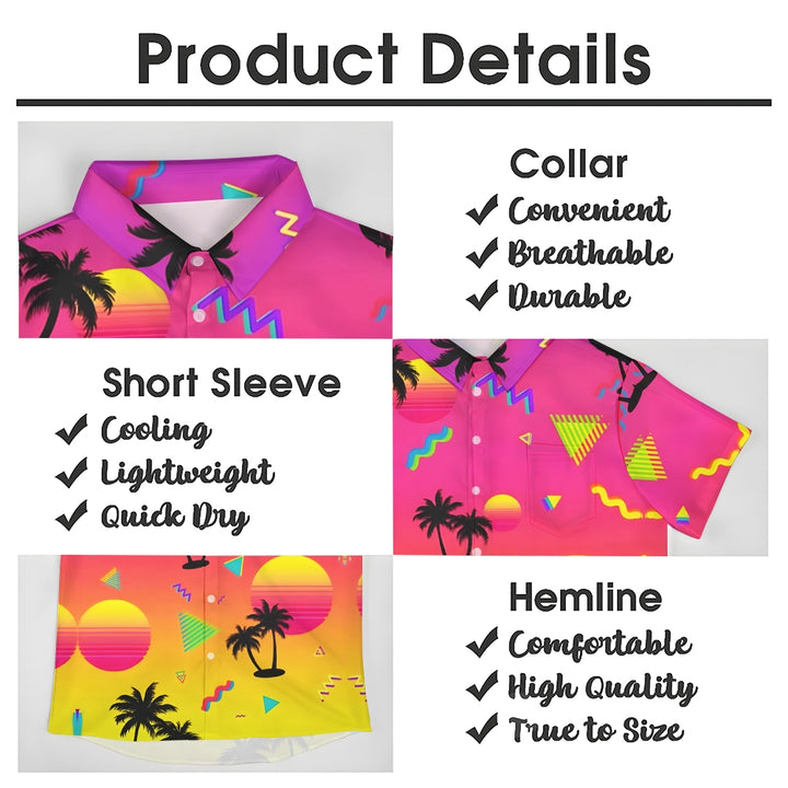 Men's Hawaiian Gradient TreeCasual Coconut Short Sleeve Shirt 2401000169