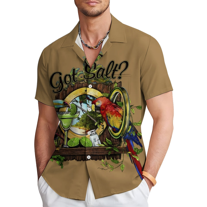 Men's Hawaiian Parrot Funny Casual Short Sleeve Shirt 2401000241