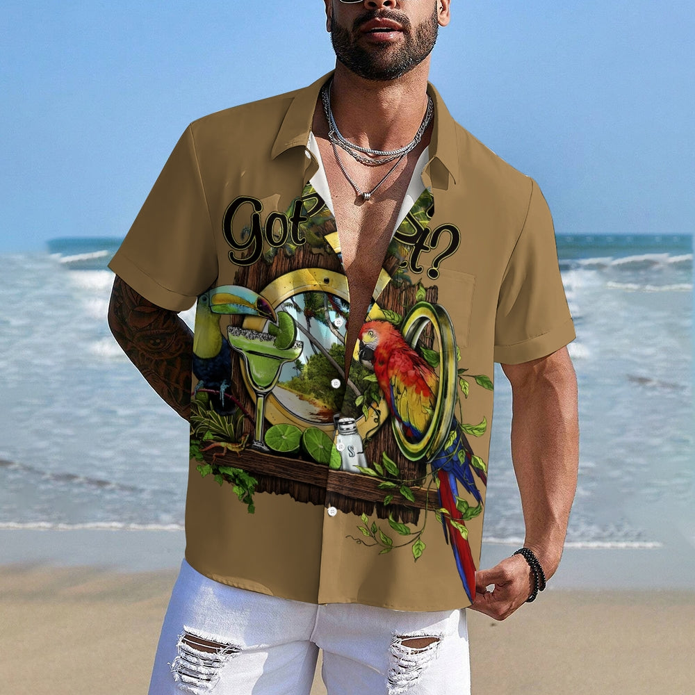 Men's Hawaiian Parrot Funny Casual Short Sleeve Shirt 2401000241