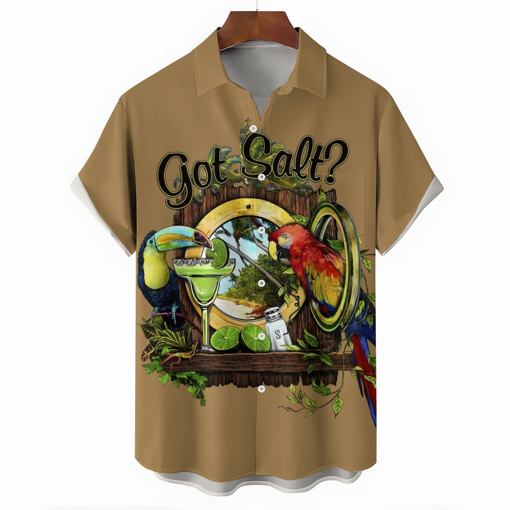 Men's Hawaiian Parrot Funny Casual Short Sleeve Shirt 2401000241