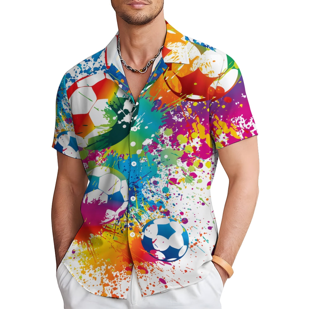 Men's Casual Football World Cup Button Up Shirts 2406000603