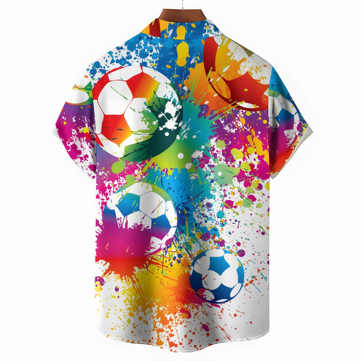 Men's Casual Football World Cup Button Up Shirts 2406000603