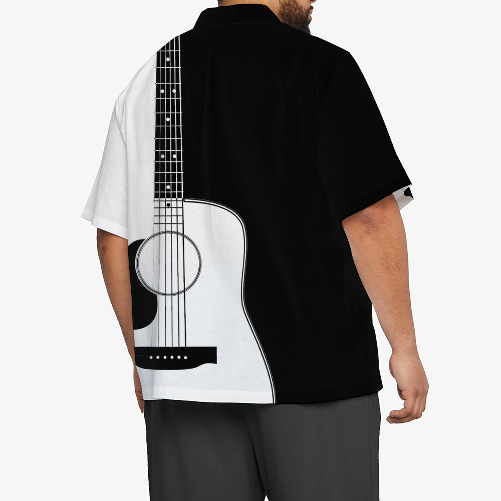 Music Guitar Print Large Bamboo Hemp Short Sleeve Shirt 2406000716