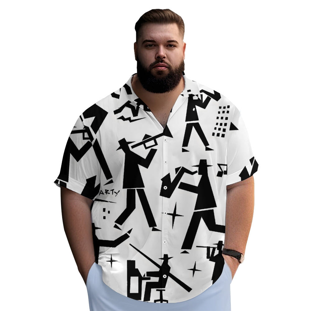 Casual Fashion Musical Figure Geometric Short Sleeve Shirt 2307100548