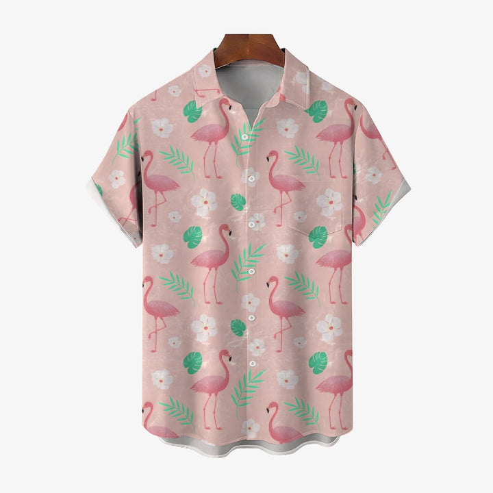 Men's Flamingo Casual Short Sleeve Shirt 2402000307