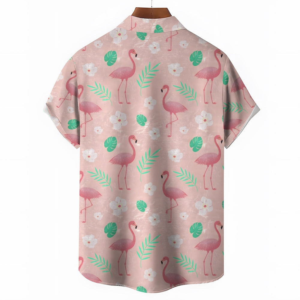 Men's Flamingo Casual Short Sleeve Shirt 2402000307