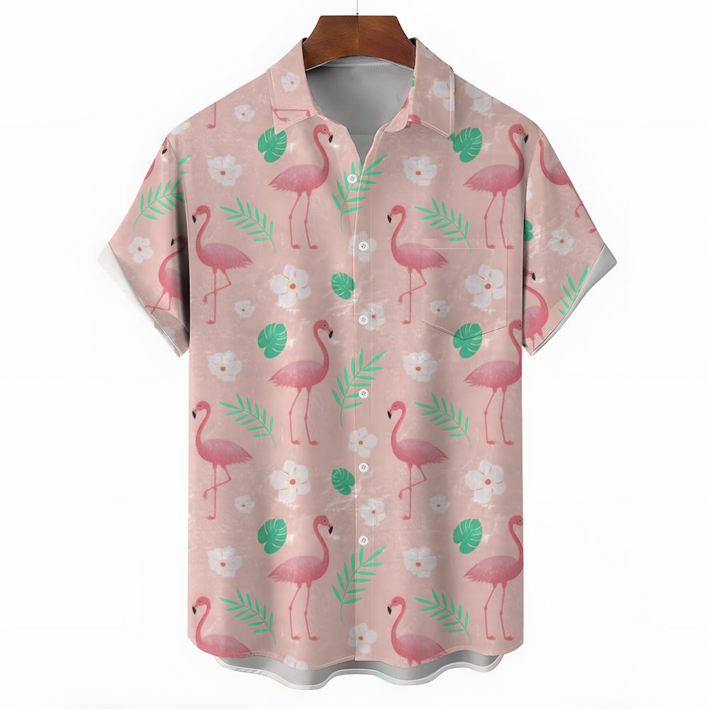 Men's Flamingo Casual Short Sleeve Shirt 2402000307