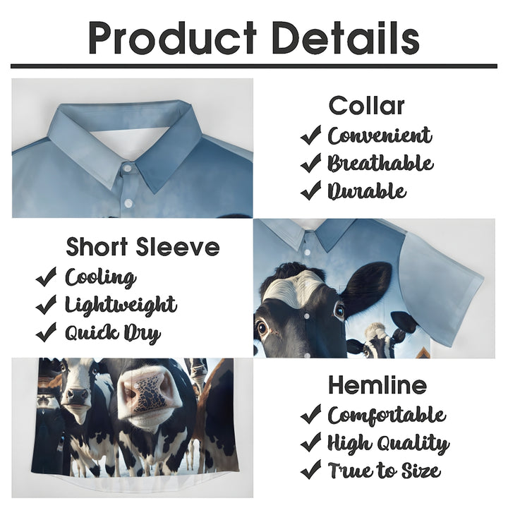 Funny Cow Large Size Bamboo Linen Short Sleeve Shirt 2406000694