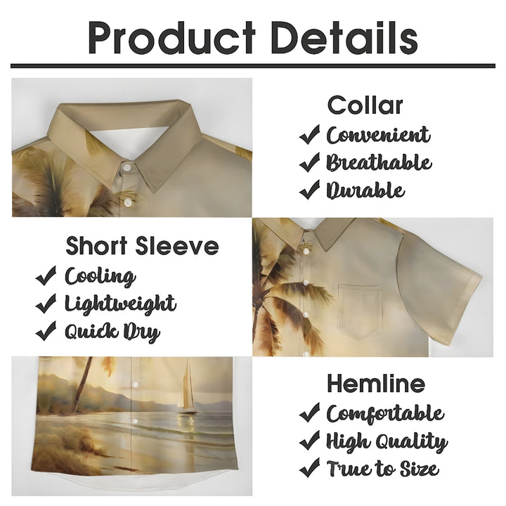 Hawaiian Comfort Large Size Cotton and Linen Short Sleeve Shirt 2406000703