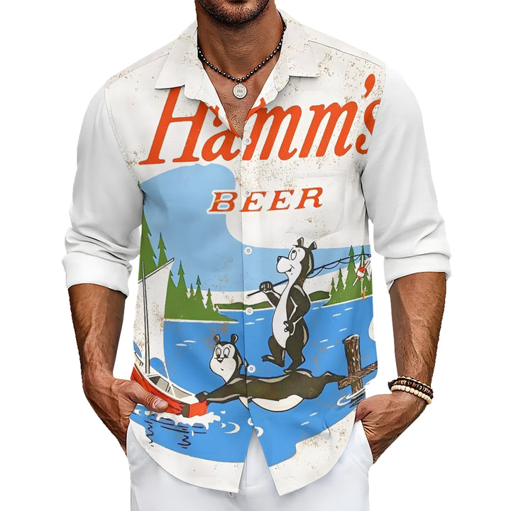 Men's Cartoon Character Casual Printed Long Sleeve Shirt 2311000710