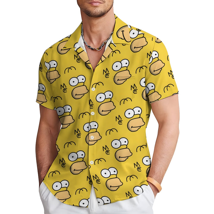 Yellow Cartoon Character Cartoon Costume Printing Short Sleeve Shirt 2401000204