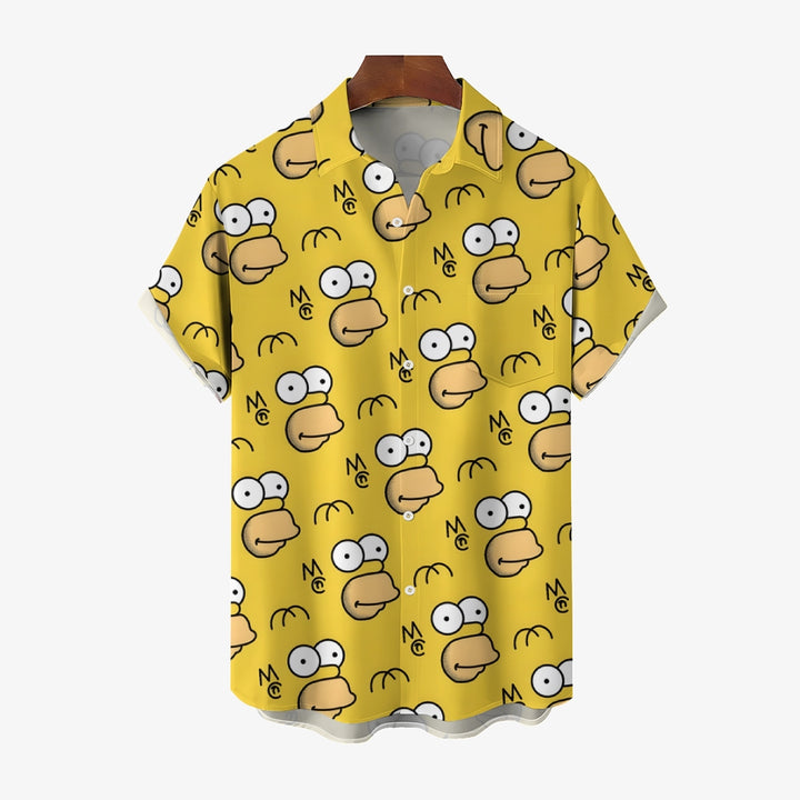 Yellow Cartoon Character Cartoon Costume Printing Short Sleeve Shirt 2401000204