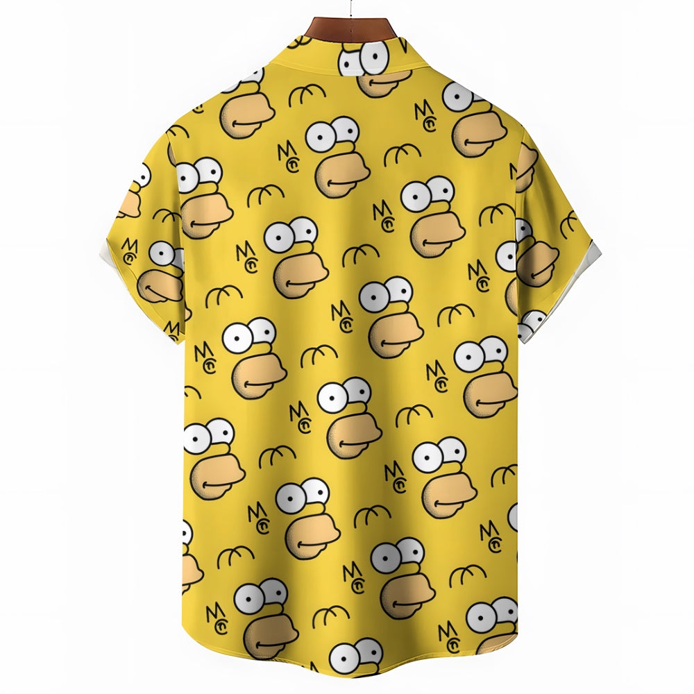 Yellow Cartoon Character Cartoon Costume Printing Short Sleeve Shirt 2401000204