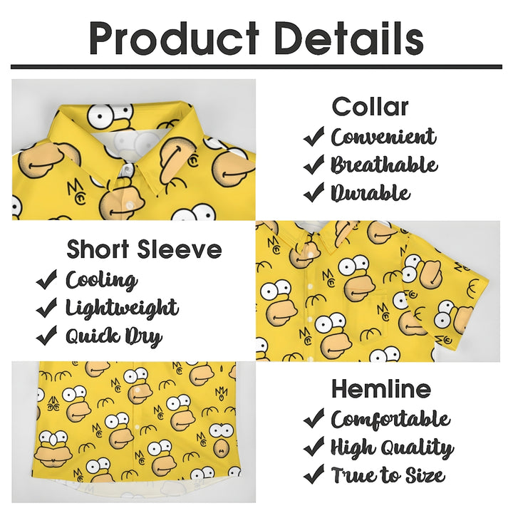 Yellow Cartoon Character Cartoon Costume Printing Short Sleeve Shirt 2401000204