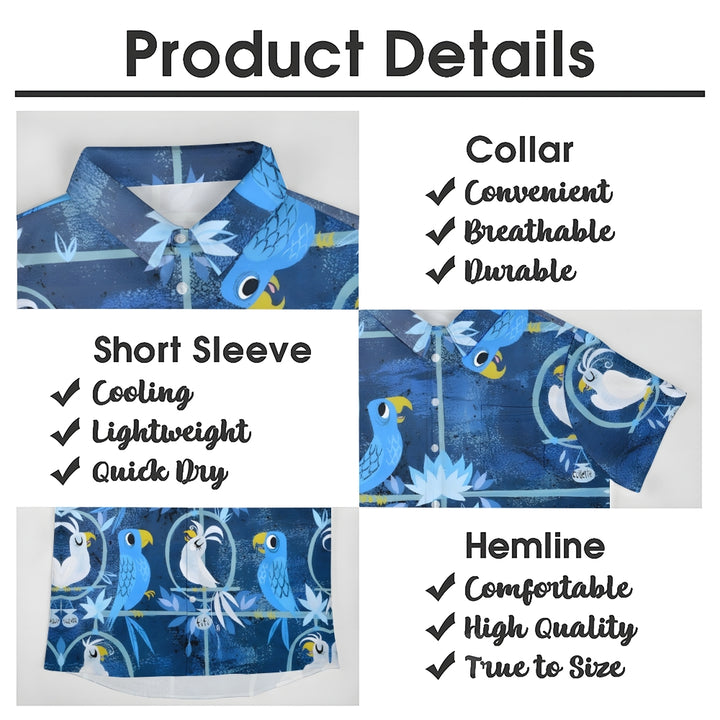 Men's Hawaiian Parrot Casual Short Sleeve Shirt 2402000174