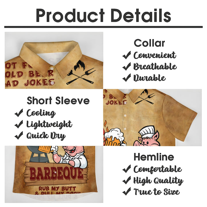 American Flag BBQ Party Beer Print Short Sleeve Shirt 2406000748