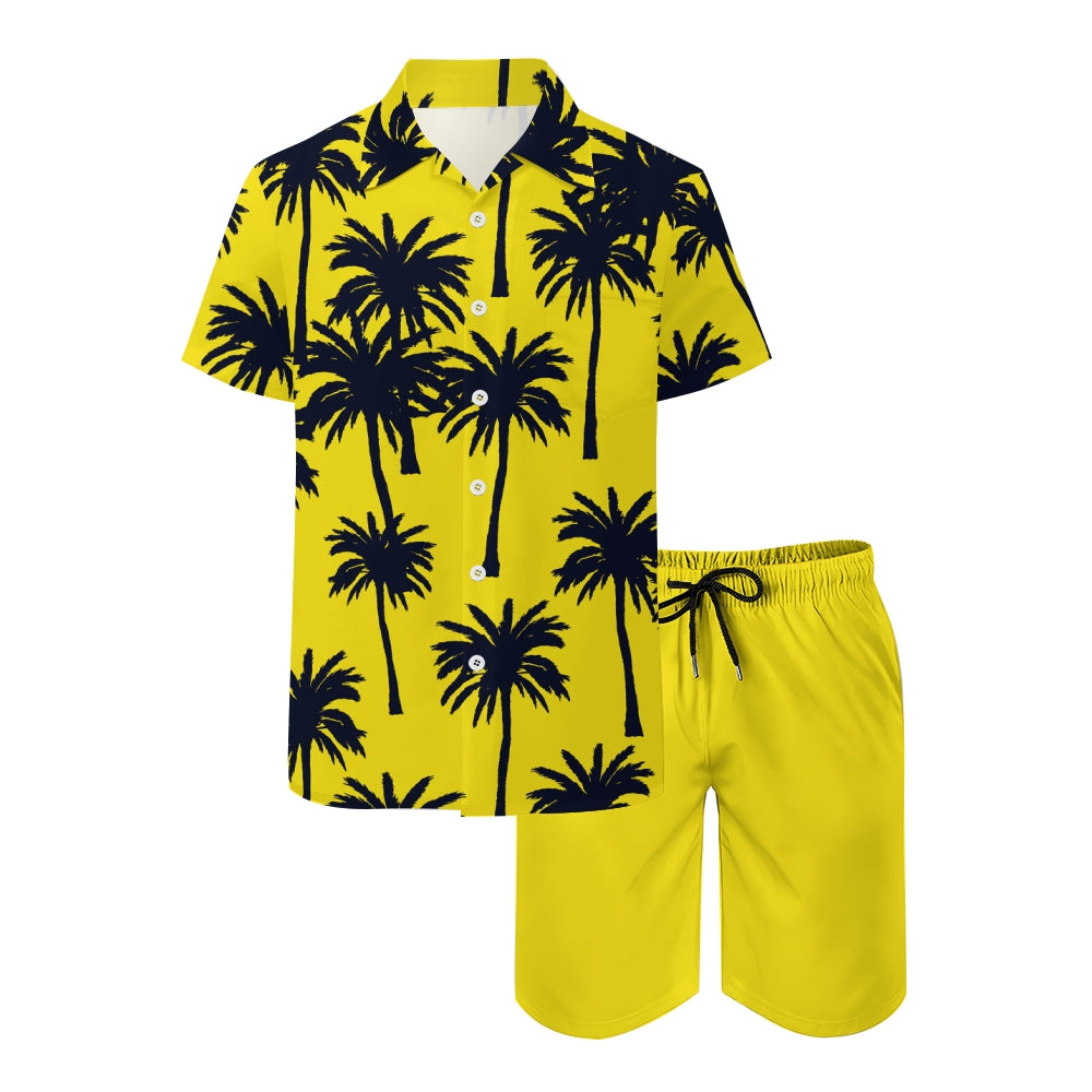 Men's Relaxation Vacation Palm Tree Art Printing Shorts Suit 2406000749