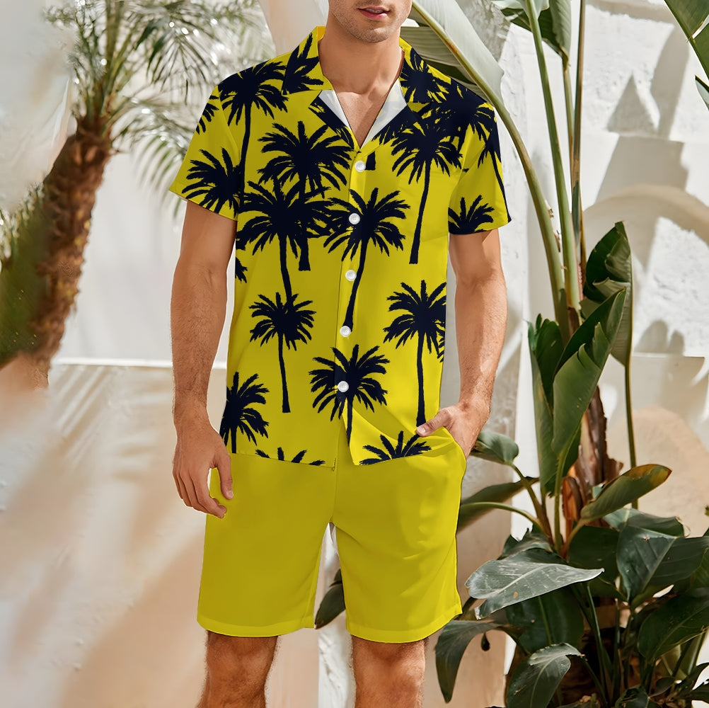 Men's Relaxation Vacation Palm Tree Art Printing Shorts Suit 2406000749