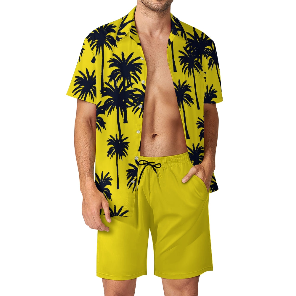 Men's Relaxation Vacation Palm Tree Art Printing Shorts Suit 2406000749