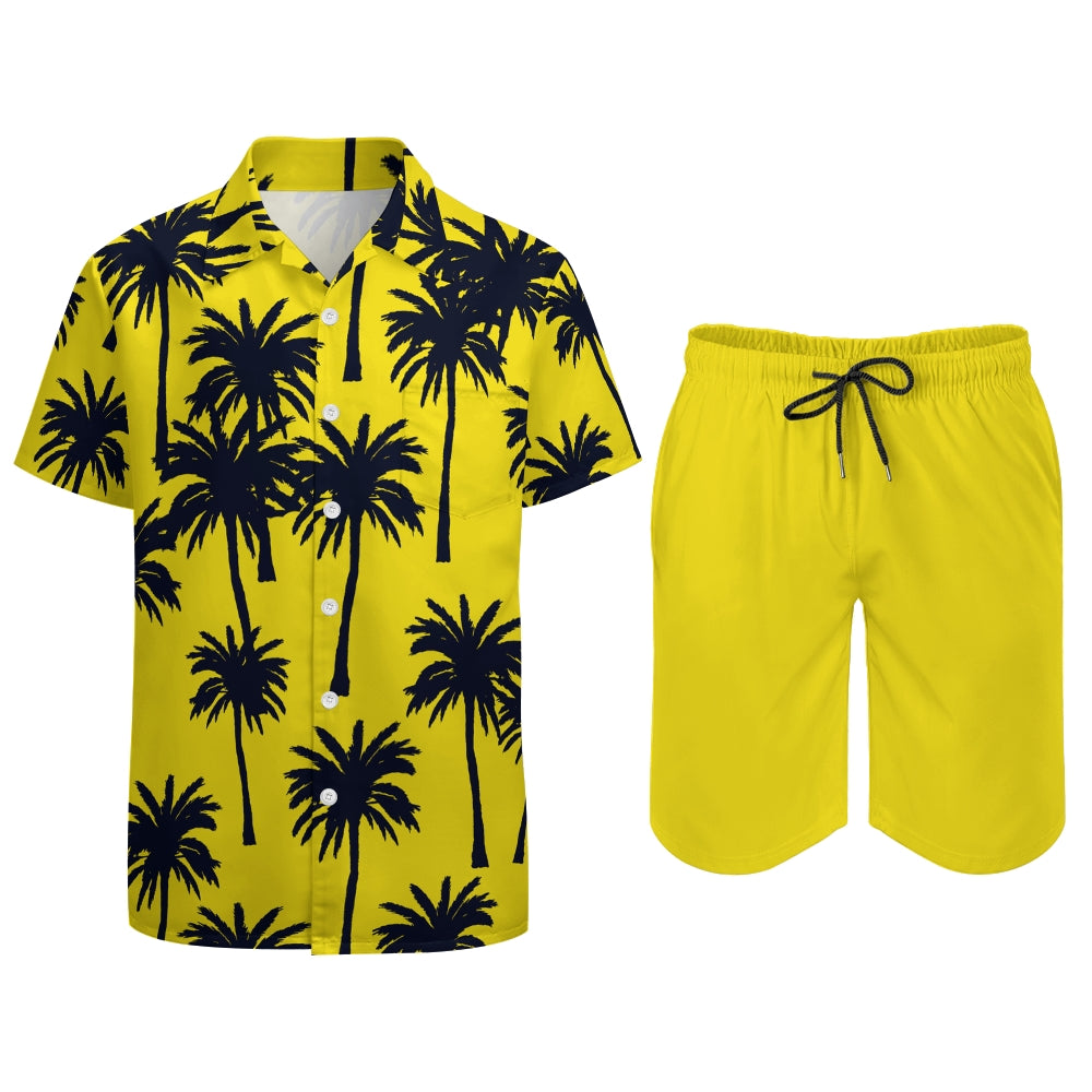 Men's Relaxation Vacation Palm Tree Art Printing Shorts Suit 2406000749