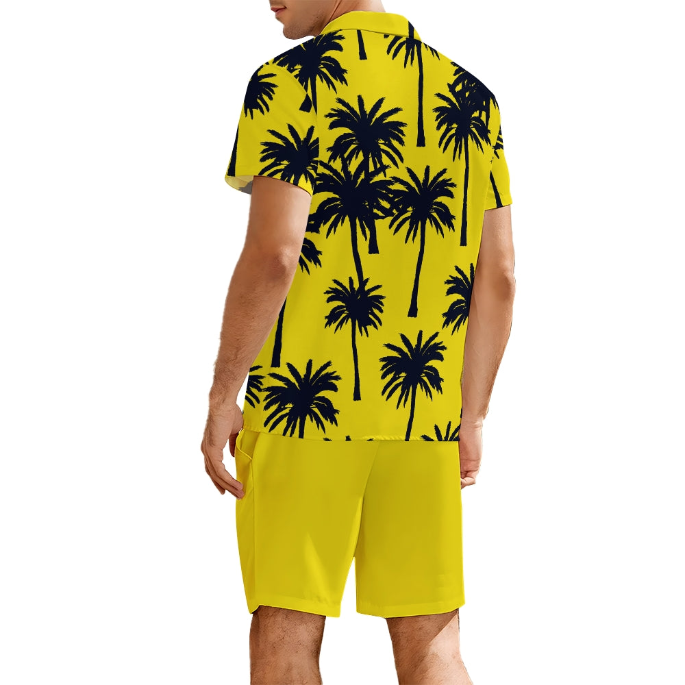 Men's Relaxation Vacation Palm Tree Art Printing Shorts Suit 2406000749